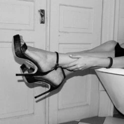 LAURA 125 - Glitter Negro Regina Romero Zapato Sandalia Plataforma Tacon Alto Para Dama En Piel -Reginaromero Tienda de ventas Regina romero zapatilla sandalia plataforma Laura negro piel 11