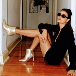 ANTONIA 75 - Oro Regina Romero Zapato Bota Botin Tacon Alto Para Dama En Piel -Reginaromero Tienda de ventas antoniooro 3