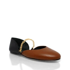 NAOMI - Tan Y Negro Regina Romero Zapato Flat Balerina De Piso Para Dama En Piel -Reginaromero Tienda de ventas balerinas naomi cafe negro regina romero 3 4