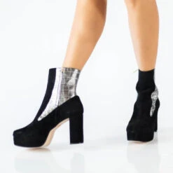 MARILINA 95 - Negro Y Plata Regina Romero Zapato Bota Botin Plataforma Tacon Alto Para Dama En Piel 13 MARILINA 95 - Negro Y Plata Regina Romero Zapato Bota Botin Plataforma Tacon Alto Para Dama En Piel -Reginaromero Tienda de ventas marilinaplataynegro 3
