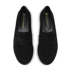 PENNY - Ante Negro Regina Romero Zapato Mocasin De Piso Para Dama En Piel -Reginaromero Tienda de ventas mocasines penny negro regina romero cenital