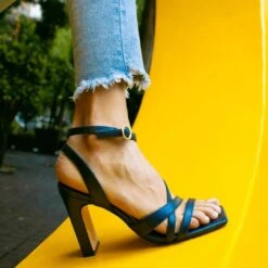 PIA 100 - Azul Metalico Regina Romero Zapato Sandalia Zapatilla Tacon Alto Para Dama En Piel -Reginaromero Tienda de ventas piaazulmetalico 2