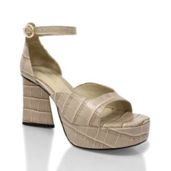 BONNIE 95 - Beige Regina Romero Zapato Sandalia Plataforma Tacon Alto Para Dama En Piel -Reginaromero Tienda de ventas sandalias plataforma bonnie beige regina romero 3 4