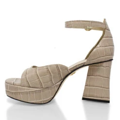 BONNIE 95 - Beige Regina Romero Zapato Sandalia Plataforma Tacon Alto Para Dama En Piel -Reginaromero Tienda de ventas sandalias plataforma bonnie beige regina romero izquierda