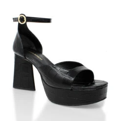 BONNIE 95 - Negro Regina Romero Zapato Sandalia Plataforma Tacon Alto Para Dama En Piel -Reginaromero Tienda de ventas sandalias plataforma bonnie negro regina romero 3 4