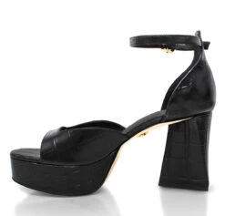BONNIE 95 - Negro Regina Romero Zapato Sandalia Plataforma Tacon Alto Para Dama En Piel -Reginaromero Tienda de ventas sandalias plataforma bonnie negro regina romero izquierda