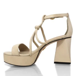 CALIPSO 95 - Latte Regina Romero Zapato Sandalia Plataforma Tacon Alto Para Dama En Piel -Reginaromero Tienda de ventas sandalias plataforma calipso beige regina romero izquierda