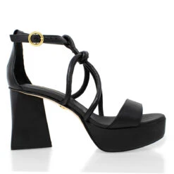 CALIPSO 95 - Negro Regina Romero Zapato Sandalia Plataforma Tacon Alto Para Dama En Piel