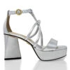 CALIPSO 95 - Plata Regina Romero Zapato Sandalia Plataforma Tacon Alto Para Dama En Piel