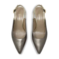 LARA 50 - Seda Y Oro Regina Romero Zapato Zapatilla Tacon Bajo Para Dama En Piel -Reginaromero Tienda de ventas zapatillas lara dorado regina romero cenital