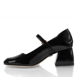 MATI 50 - Charol Negro Regina Romero Zapato Zapatilla Tacon Bajo Para Dama En Piel -Reginaromero Tienda de ventas zapatillas mati negro regina romero izquierda