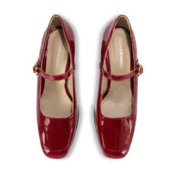 MATI 50 - Charol Cherry Regina Romero Zapato Zapatilla Tacon Bajo Para Dama En Piel -Reginaromero Tienda de ventas zapatillas mati rojo regina romero cenital