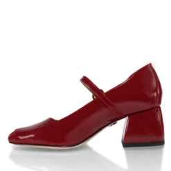 MATI 50 - Charol Cherry Regina Romero Zapato Zapatilla Tacon Bajo Para Dama En Piel -Reginaromero Tienda de ventas zapatillas mati rojo regina romero izquierda