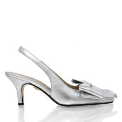 MIMI 50 - Plata Regina Romero Zapato Sandalia Zapatilla Tacon Bajo Para Dama En Piel