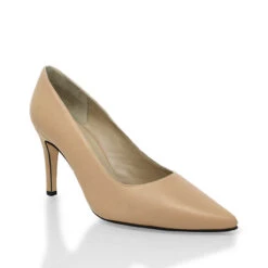 REGINA PUMP 75 - Beige Regina Romero Zapato Zapatilla Tacon Alto Para Dama En Piel -Reginaromero Tienda de ventas zapatillas pump beige regina romero 3 4